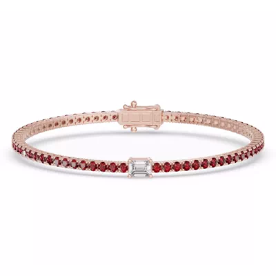 Lunava Ruby & Emerald-Cut Lab Diamond Tennis Bracelet