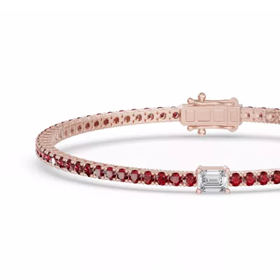 Lunava Ruby & Emerald-Cut Lab Diamond Tennis Bracelet