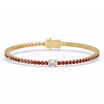 Lunava Ruby & Emerald-Cut Lab Diamond Tennis Bracelet