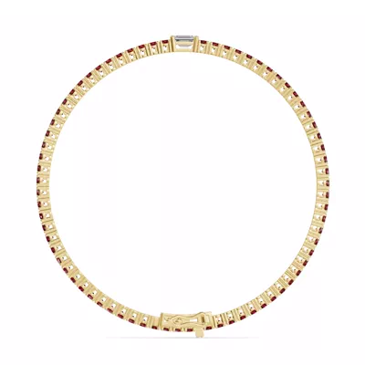 Lunava Ruby & Emerald-Cut Lab Diamond Tennis Bracelet