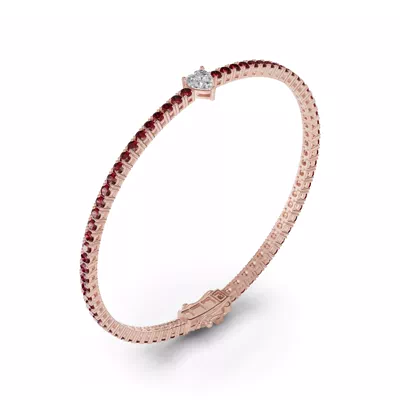 Lunava Ruby & Heart Lab Diamond Tennis Bracelet