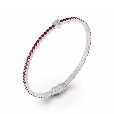 Lunava Ruby & Heart Lab Diamond Tennis Bracelet