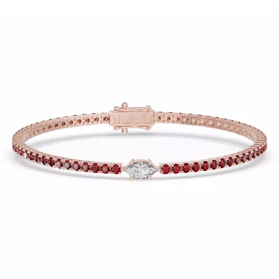 Lunava Ruby & Marquise Lab Diamond Tennis Bracelet