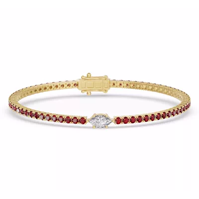 Lunava Ruby & Marquise Lab Diamond Tennis Bracelet