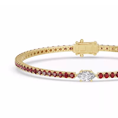 Lunava Ruby & Marquise Lab Diamond Tennis Bracelet
