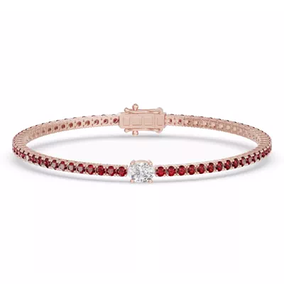 Lunava Ruby & Oval Lab Diamond Tennis Bracelet