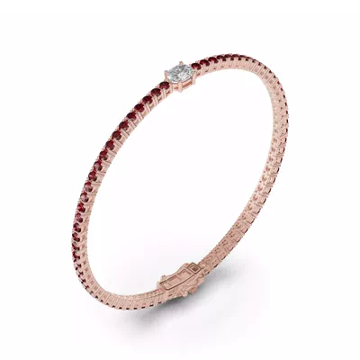 Lunava Ruby & Oval Lab Diamond Tennis Bracelet