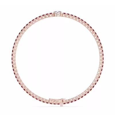 Lunava Ruby & Oval Lab Diamond Tennis Bracelet