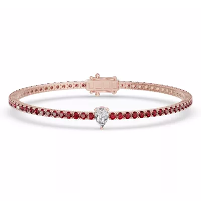 Lunava Ruby & Pear Lab Diamond Tennis Bracelet