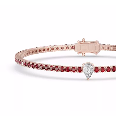 Lunava Ruby & Pear Lab Diamond Tennis Bracelet