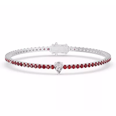 Lunava Ruby & Pear Lab Diamond Tennis Bracelet