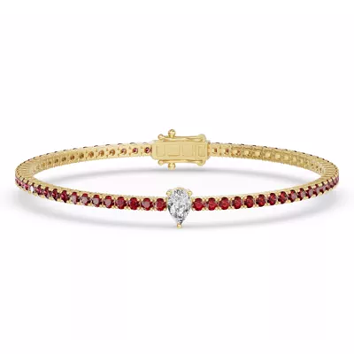 Lunava Ruby & Pear Lab Diamond Tennis Bracelet