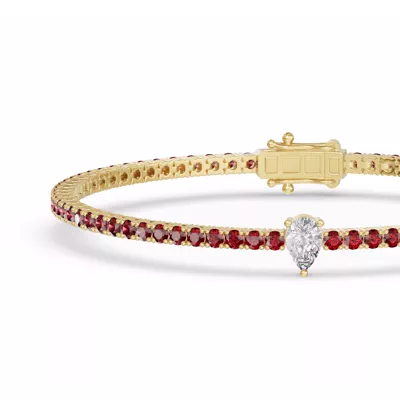 Lunava Ruby & Pear Lab Diamond Tennis Bracelet
