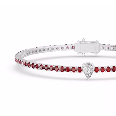 Lunava Ruby & Pear Lab Diamond Tennis Bracelet