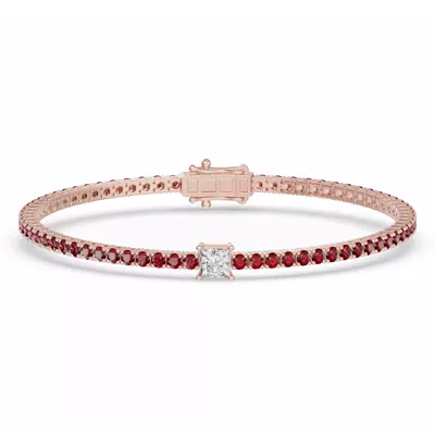 Lunava Ruby & Princess Lab Diamond Tennis Bracelet