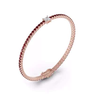 Lunava Ruby & Princess Lab Diamond Tennis Bracelet