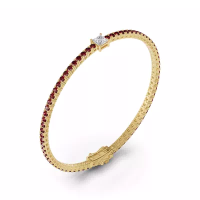 Lunava Ruby & Princess Lab Diamond Tennis Bracelet