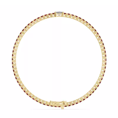 Lunava Ruby & Princess Lab Diamond Tennis Bracelet