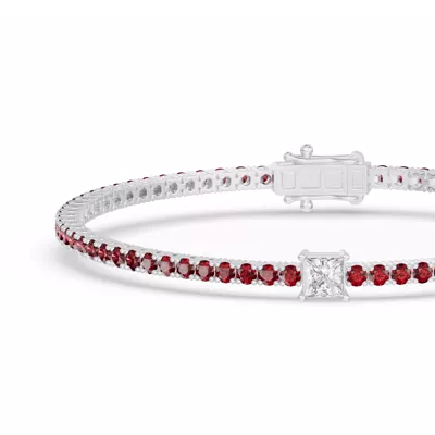 Lunava Ruby & Princess Lab Diamond Tennis Bracelet