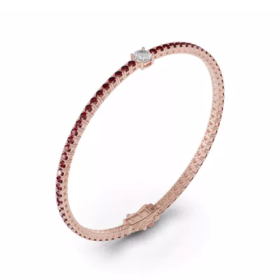 Lunava Ruby & Round Lab Diamond Tennis Bracelet