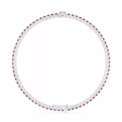 Lunava Ruby & Round Lab Diamond Tennis Bracelet