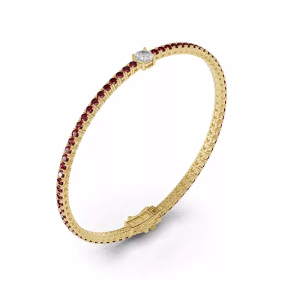Lunava Ruby & Round Lab Diamond Tennis Bracelet