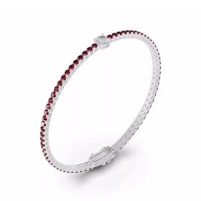 Lunava Ruby & Round Lab Diamond Tennis Bracelet