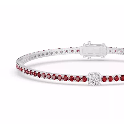 Lunava Ruby & Round Lab Diamond Tennis Bracelet