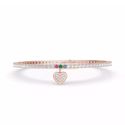 Heart Charm Lab Diamond Tennis Bracelet