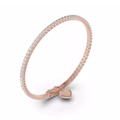 Heart Charm Diamond Tennis Bracelet