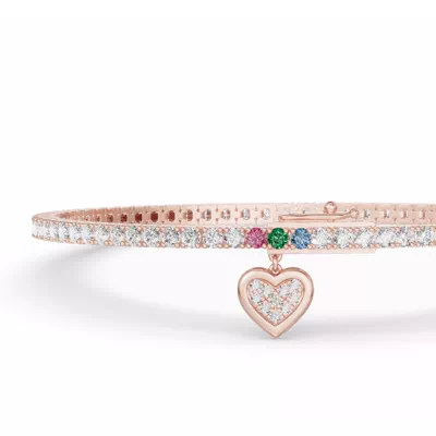 Heart Charm Diamond Tennis Bracelet