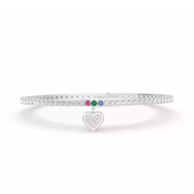 Heart Charm Diamond Tennis Bracelet