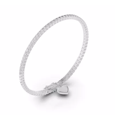 Heart Charm Diamond Tennis Bracelet