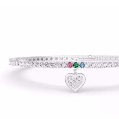 Heart Charm Diamond Tennis Bracelet