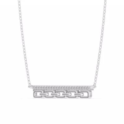 Chain Reaction Pavé Lab Bar Necklace