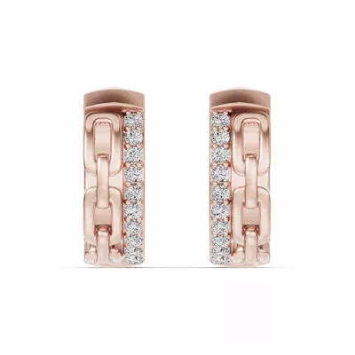 Chain Reaction Pavé Lab Huggie Earrings