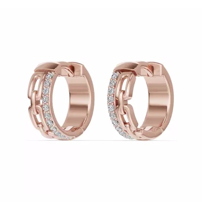 Chain Reaction Pavé Lab Huggie Earrings