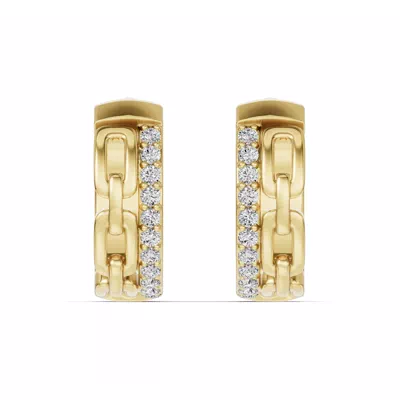 Chain Reaction Pavé Huggie Earrings