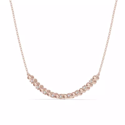 Lab Diamond Bead Bar Smile Necklace