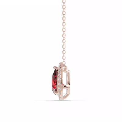Pear Garnet Lab Diamond Halo Pendant