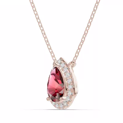 Pear Garnet Lab Diamond Halo Pendant