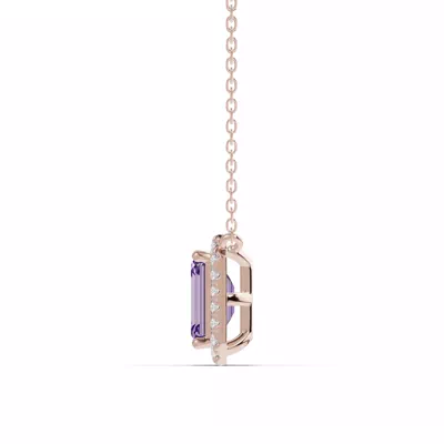 Emerald Amethyst Lab Diamond Halo Pendant