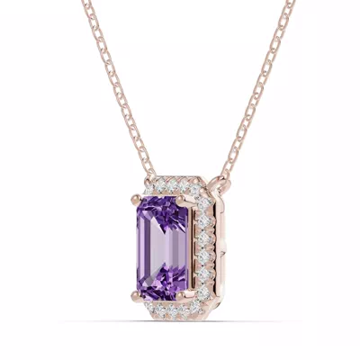 Emerald Amethyst Lab Diamond Halo Pendant