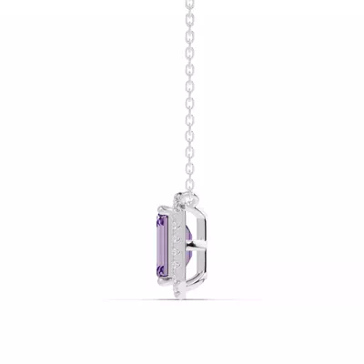 Emerald Amethyst Lab Diamond Halo Pendant