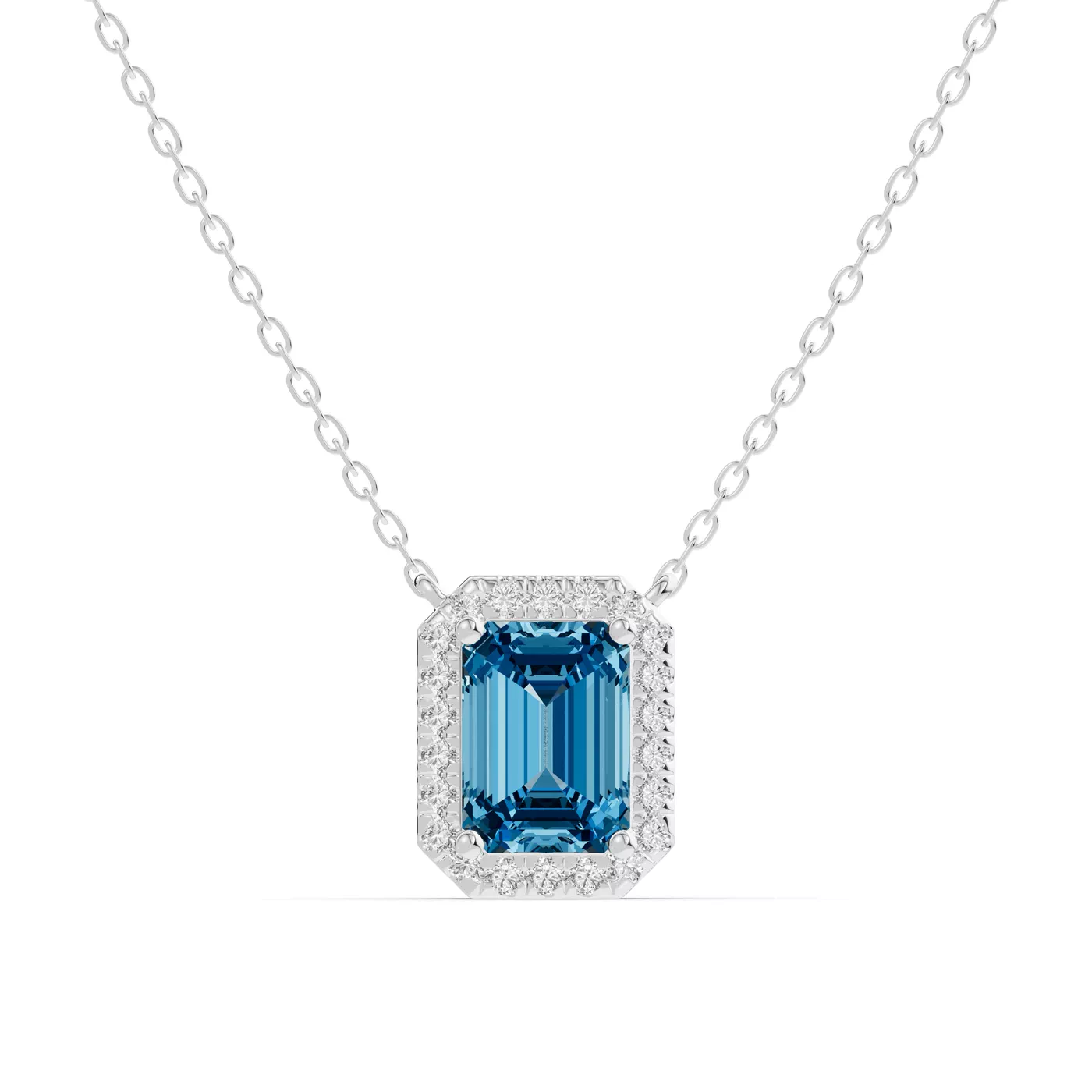 Halo Amplification 14K White Gold Engagement Ring