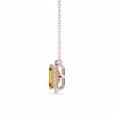 Emerald Citrine Lab Diamond Halo Pendant