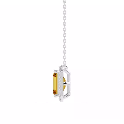 Emerald Citrine Lab Diamond Halo Pendant