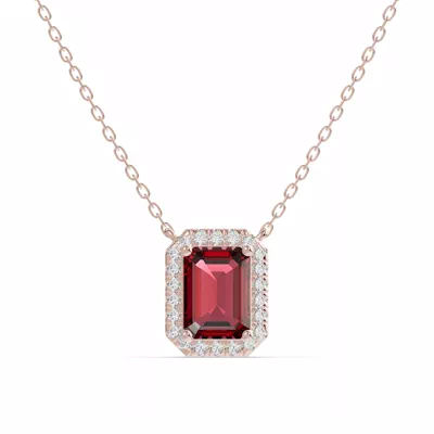 Emerald Garnet Lab Diamond Halo Pendant