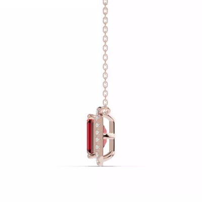 Emerald Garnet Lab Diamond Halo Pendant