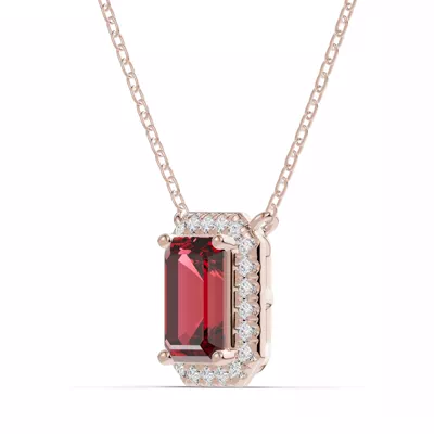Emerald Garnet Lab Diamond Halo Pendant